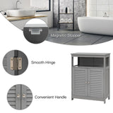 NNECW Storage Cabinet with Lamellar Doors and Shelf for Bathroom