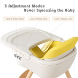 NNECW 3 in 1 Baby High Chair with Adjustable Legs and Tray for Dining-Yellow
