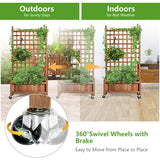 NNECW 127 cm Solid Wood Planter Bed with High Trellis