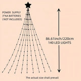 NNETM Sparkling 140LED Christmas Star Hanging Tree String Lights