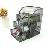 NNETM 4 Tier Mesh Desk Organizer with 3 Drawers - Efficient Desk Organization