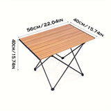 NNETM Portable Folding Outdoor Picnic Table - Aluminum Alloy, Wood Color