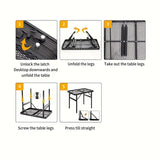 NNETM Portable Adjustable Height Folding Table with Handle
