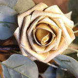 NNETM 25-Piece Golden Artificial Rose Flowers Set