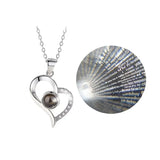 NNETM Romantic Heart Necklace and Soap Flower Rose Set - Pink