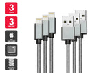 NNEKG 3 Pack Apple MFI Certified Braided Lightning to USB Cable (3m)