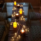 NNETM 6ft Birch Wreath Garland with 48 LED Lights
