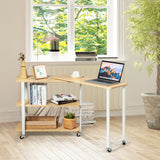 NNECW L-Shape 360 Rotating Computer PC Desk Corner Table