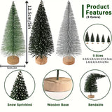 NNETM 15-Piece Christmas Trees Set - Assorted Artificial Bottle Brush Trees with Wooden Bases