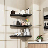 NNETM Contemporary Black Corner Floating Shelves - Set of 3