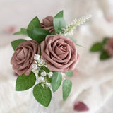 NNETM 25pcs Retro Pink Artificial Roses | Dusty Rose Real Touch Simulation Flowers