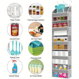 NNETM 5-Shelf Over-the-Door Organizer with 10 Large Pockets - Light Gray
