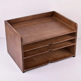 NNETM Vintage Solid Wood A4 Multi-layered File Organizer Box Rack