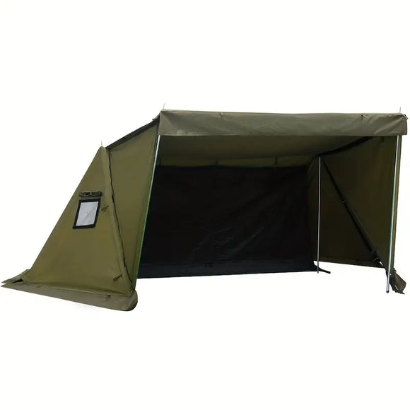 NNETM All-Season Hexagonal Camping Tent for 1-2 Persons - Army Green