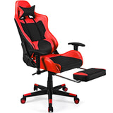 NNECW Adjustable Gaming Chair with Health Massager Lumbar Support-Red