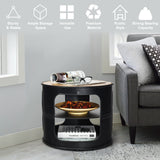 NNECW 3-tier Round Coffee Table with 2 Storage Shelves