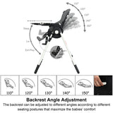 NNECW Highchair for Babies and Toddlers with Multiple Adjustable Backrest-Gray