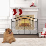 NNECW Single Panel Fireplace Screen with Metal Mesh for Baby or Pet Safe