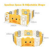 NNECW Foldable Baby Playpen with Cute Yellow Duck Pattern