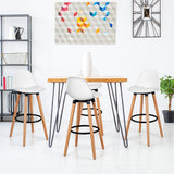 NNECW 2Pcs PU Leather Bar Stools with Round Metal Footrest-White