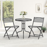 NNECW Outdoor Bistro Table Set with Round Black Tempered Glass Tabletop