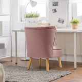 NNECW Velvet Accent Chair with Solid Rubber Wood Legs for Dining Room Pink