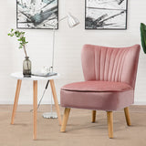 NNECW Velvet Accent Chair with Solid Rubber Wood Legs for Dining Room Pink