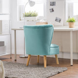 NNECW Velvet Accent Chair with Solid Rubber Wood Legs for Dining Room Green