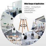 NNECW 2Pcs PU Leather Bar Stools with Round Metal Footrest-White