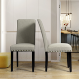 NNECW 2 Pieces Fabric Dining Chairs with Upholstered Seat &amp Nailhead Trim-Beige