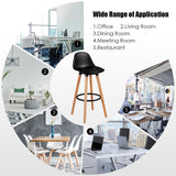 NNECW 2Pcs PU Leather Bar Stools with Round Metal Footrest-Black