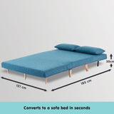 NNEDPE Sarantino Adjustable Corner Sofa 2-Seater Lounge Linen Bed Seat - Blue