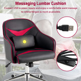 NNECW Adjustable Swivel Office Armchair with Massaging Cushion for Office Red
