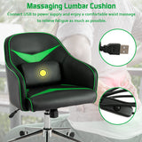 NNECW Adjustable Swivel Office Armchair with Massaging Cushion for Office Green