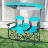 NNECW 2-Person Folding Canopy Chairs with Sun Shade for Beach