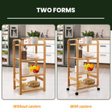 NNECW 4-Tier Bamboo Rolling Storage Cart with Locking Casters