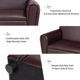 NNECW Kid Armrest Sofa Chair with PVC Leather and Wood Frame