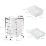 NNECW 15 Drawer Rolling Storage Cart with Wheels for Home Office Clear