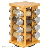 NNETM Bamboo Revolving Spice Rack - 16-Jar Countertop Organizer for Kitchen Storage