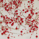 NNETM Red Pearl Chain String Lights - 20 LED Lighted Berry Beaded Garland
