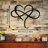 NNETM Infinity Heart Black Heart-Shaped Metal Wall Decor Love Sign Plaque