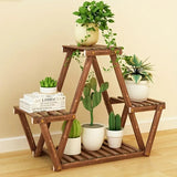 NNETM Wooden Triangular Plant Stand - Multi-Tier Flower Display Holder