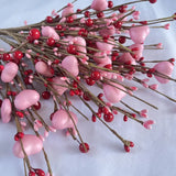 NNETM 8pcs Heart-shaped Pink and Red Berry Stems