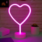 NNETM Neon Heart Light: LED Neon Signs Night Light(Pink) - Heart-Shaped Light with Holder Base