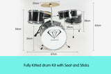 NNEDPE Children's 4pc Drum Kit - Black