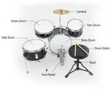 NNEDPE Children's 4pc Drum Kit - Black