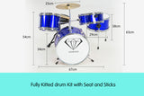NNEDPE Children's 4pc Drum Kit - Blue