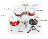 NNEDPE Children's 4pc Drum Kit - Red