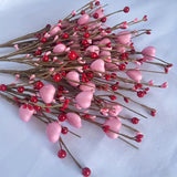 NNETM 8pcs Heart-shaped Pink and Red Berry Stems