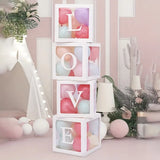 NNETM White LOVE Letter Wedding Decoration Set with Transparent Balloon Boxes (4 Boxes + LOVE Letters), 30cm